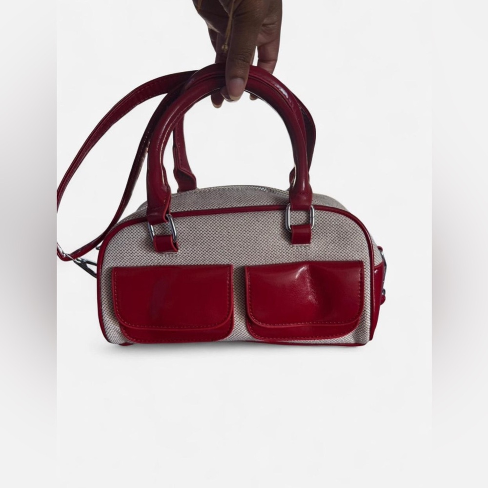 Red & White Satchel Bag – Never Used